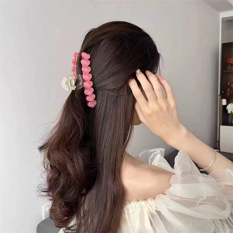 Sweet Heart Shape Hair Claw Clip - Large Summer Fresh Design 2022