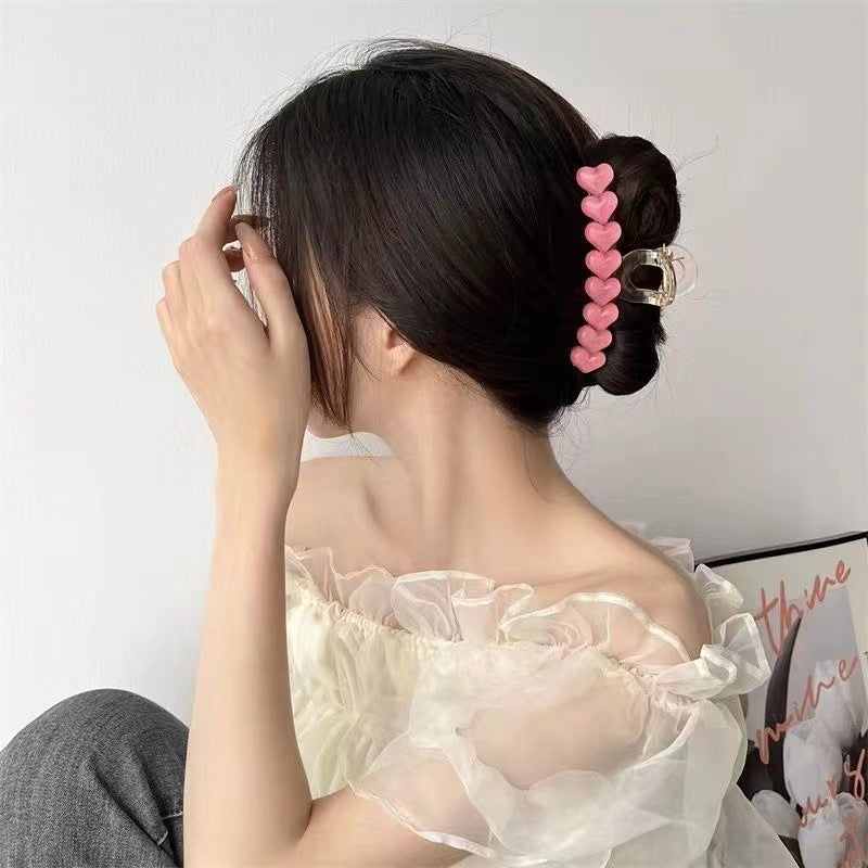 Sweet Heart Shape Hair Claw Clip - Large Summer Fresh Design 2022