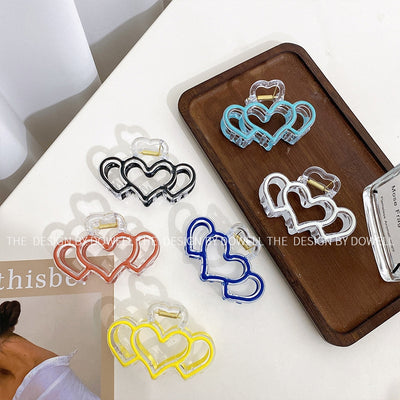 Sweet Heart Shaped Resin Hair Claw Clip - Large Hollow Design