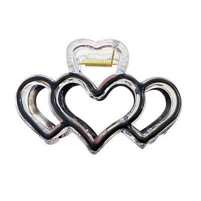 Sweet Heart Shaped Resin Hair Claw Clip - Large Hollow Design