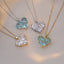 Sweet Heart Blue Crystal Zircon Titanium Steel Pendant Necklace