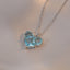 Sweet Heart Blue Crystal Zircon Titanium Steel Pendant Necklace