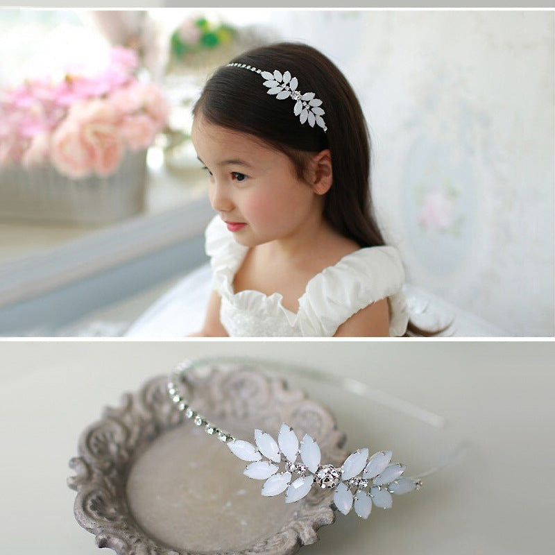 Sweet Leaf Resin Flower Rhinestone Hairband for Kids