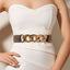 Sweet Oval PU Leather Women's Chain Belt with Studded Elastic Waist Cincher