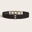 Sweet Oval PU Leather Women's Chain Belt with Studded Elastic Waist Cincher