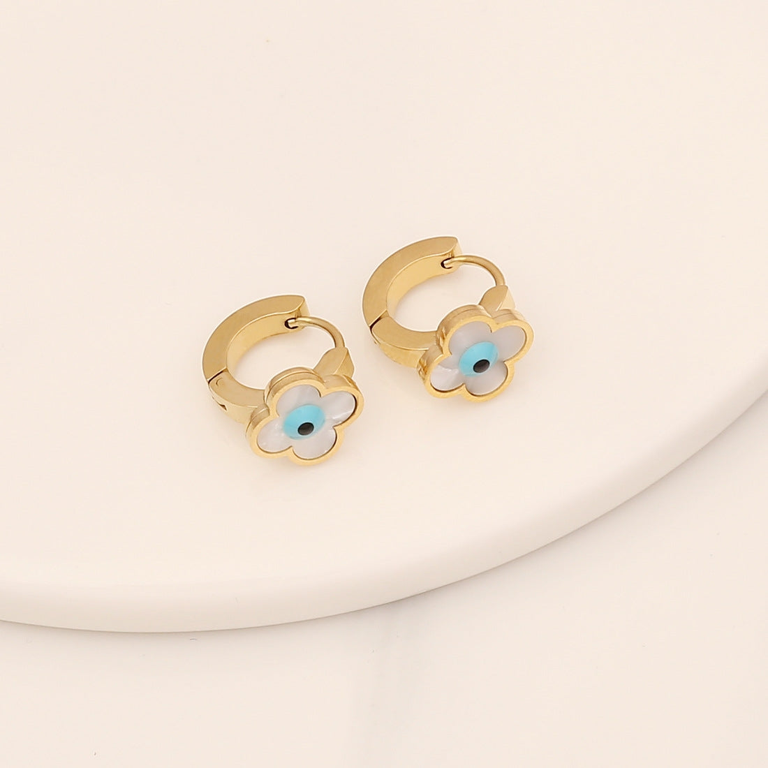 Pentagram Heart Butterfly Stainless Steel Turquoise Stud Earrings