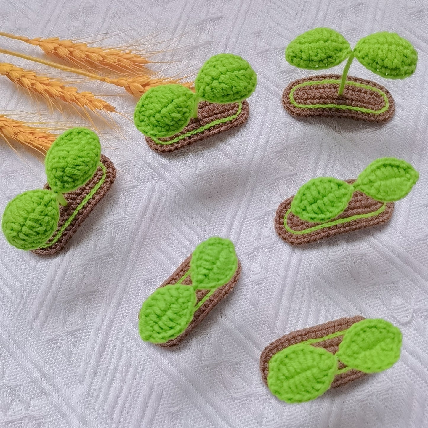 Handmade Green Wool Knit Hair Clip for Kids