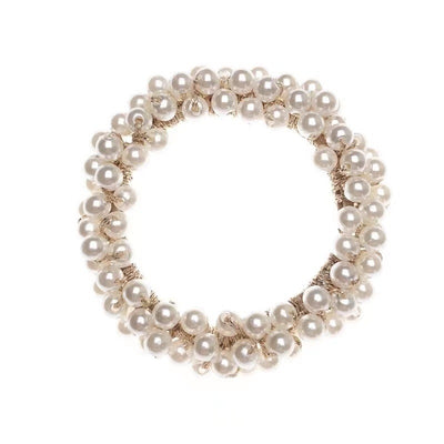 Sweet Round Pearl Beaded Hair Tie Bracelet - Handmade Dual-Purpose Accessory