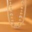 Sweet Round Imitation Pearl Alloy Beaded Double Layer Women's Necklace