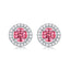 Sweet Round Sterling Silver Moissanite Pink Ear Studs