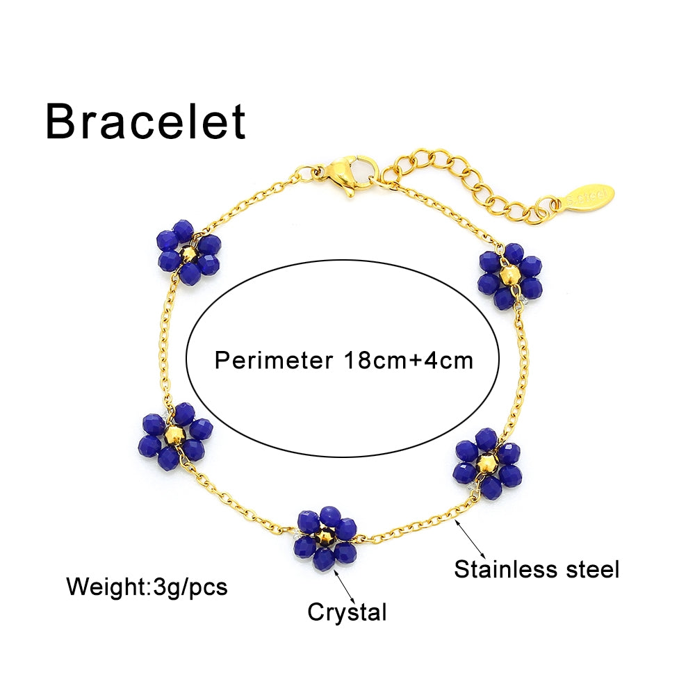 Sweet Shiny Petal 18K Gold Plated Stainless Steel Crystal Bracelets for Couples