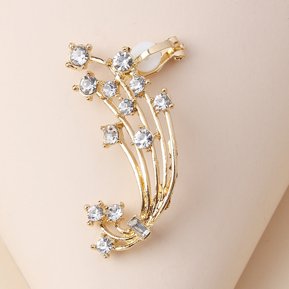 Sweet Simple Floral Alloy Rhinestone Women's Ear Cuff Earrings