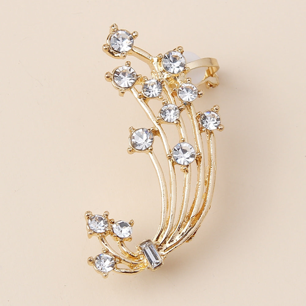 Sweet Simple Floral Alloy Rhinestone Women's Ear Cuff Earrings