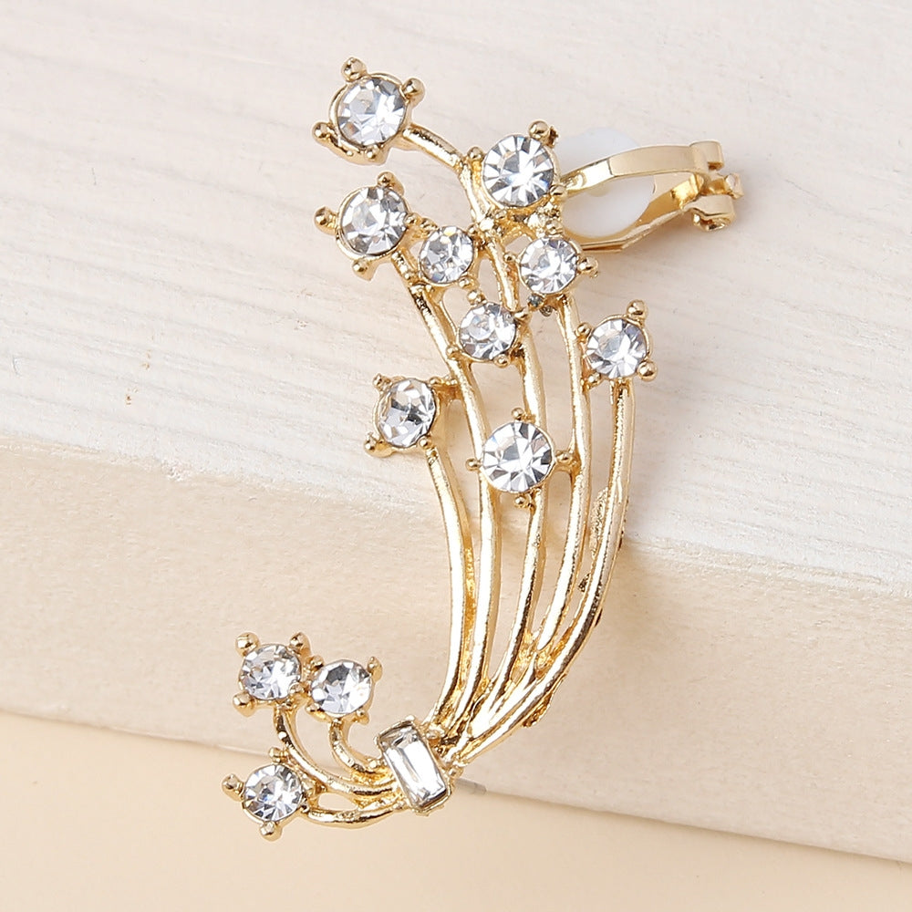 Sweet Simple Floral Alloy Rhinestone Women's Ear Cuff Earrings