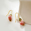 Pink Tulip Enamel Flower Copper Drop Earrings - Vintage French Style