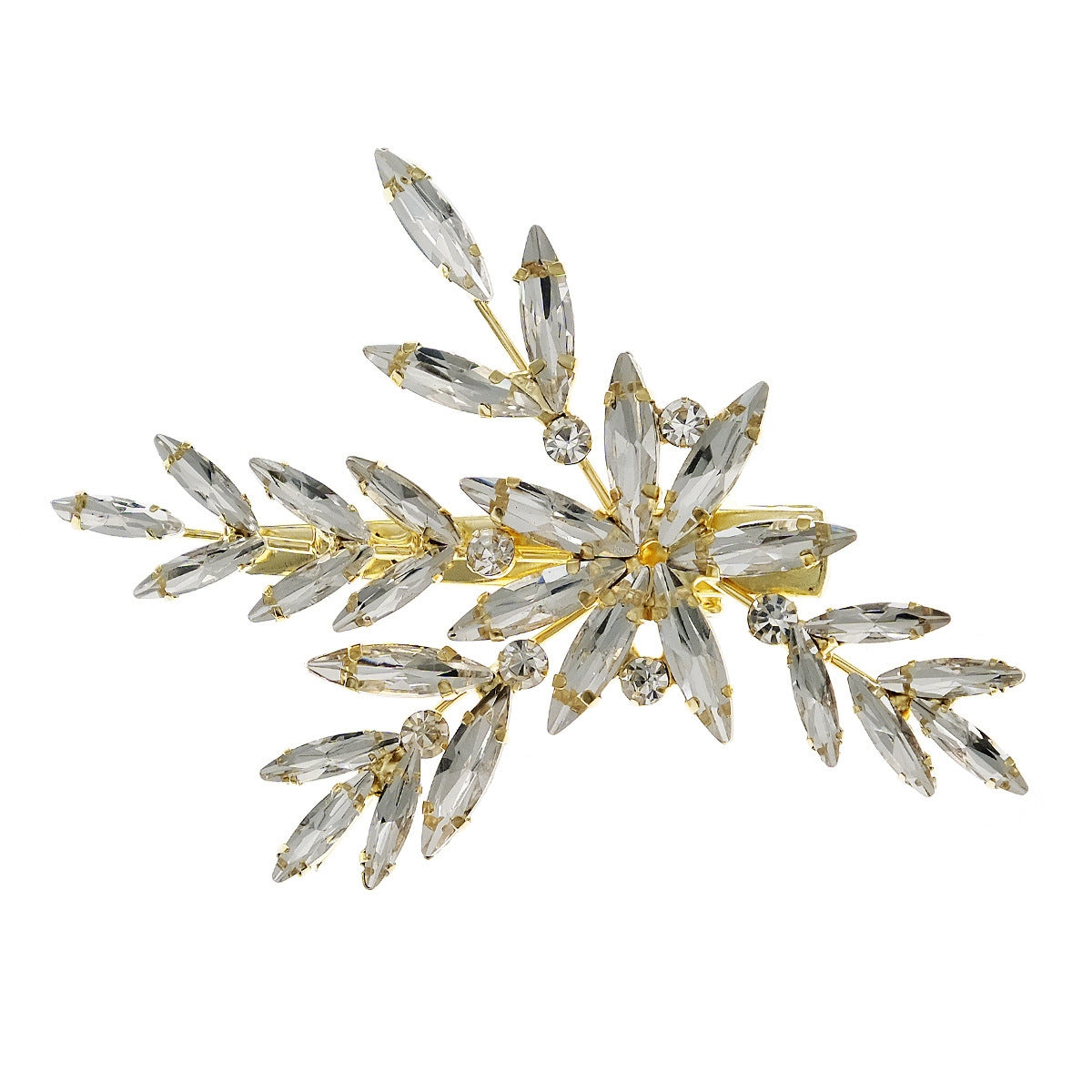 Sweet Vintage Leaf Rhinestone Bridal Hair Clip