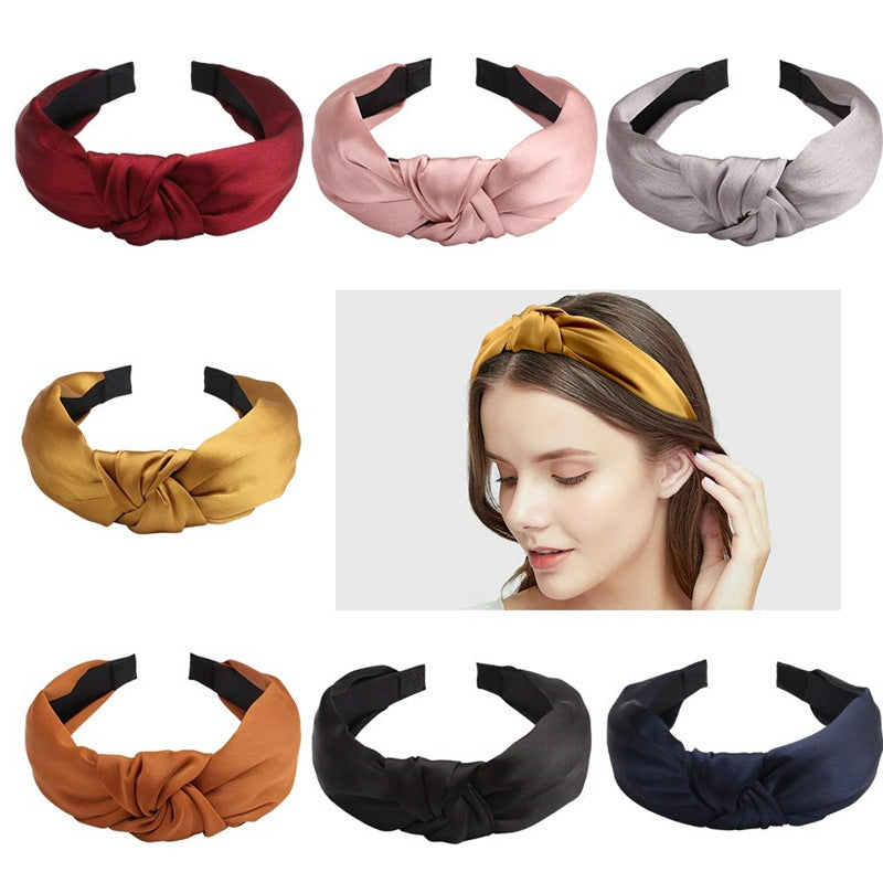 Sweet Solid Color Satin Knot Headband