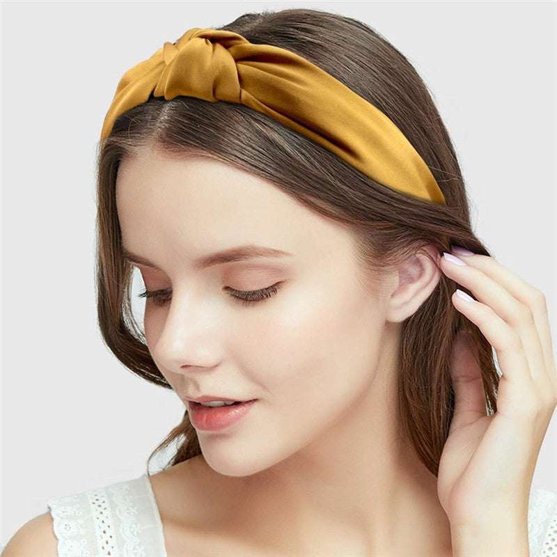 Sweet Solid Color Satin Knot Headband