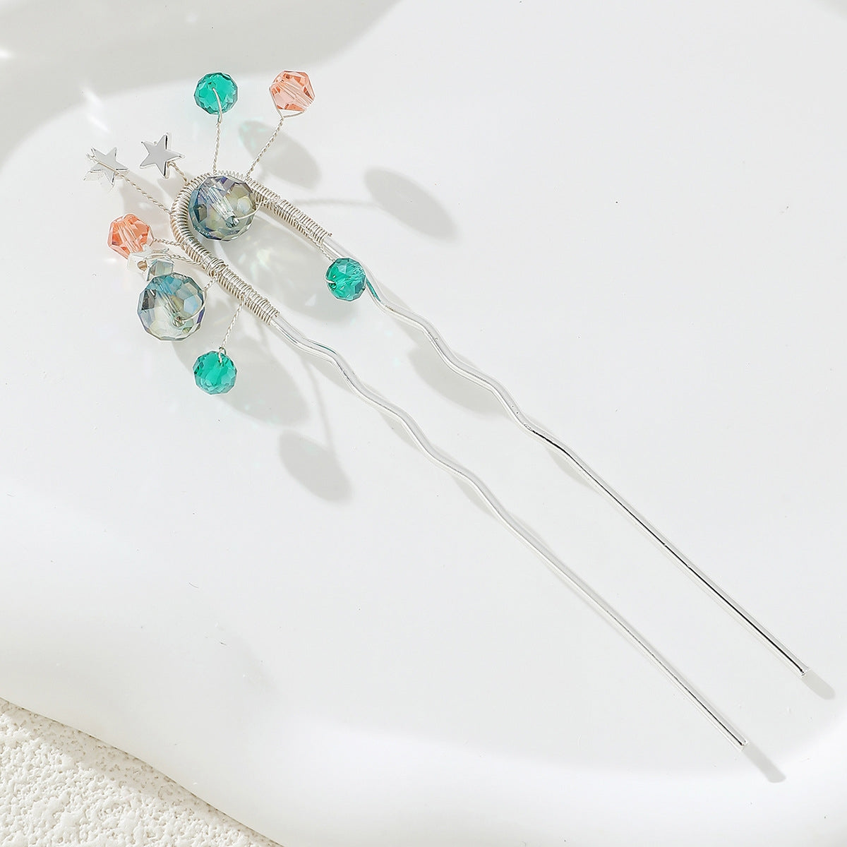 Sweet Star U-Shaped Alloy Hairpin - Hand-Woven European and American Style