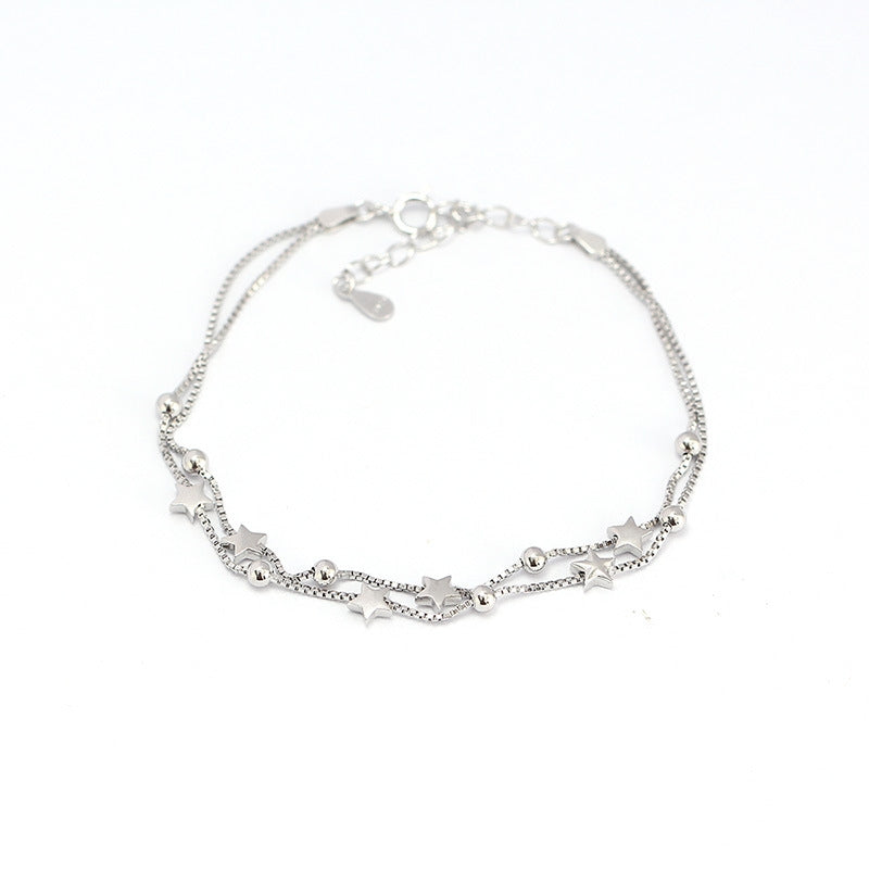 Sweet Star Double-Layer Sterling Silver Bead Bracelet