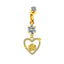 Sweet Streetwear Star Moon Heart Shape Gold Plated Belly Ring with Rhinestones and Flower Design