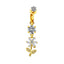 Sweet Streetwear Star Moon Heart Shape Gold Plated Belly Ring with Rhinestones and Flower Design