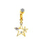 Sweet Streetwear Star Moon Heart Shape Gold Plated Belly Ring with Rhinestones and Flower Design