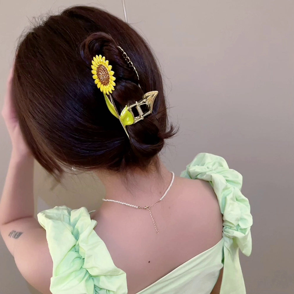 Sunflower Rhinestone Alloy Hair Claw Clip