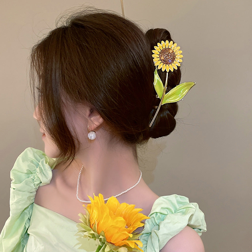 Sunflower Rhinestone Alloy Hair Claw Clip