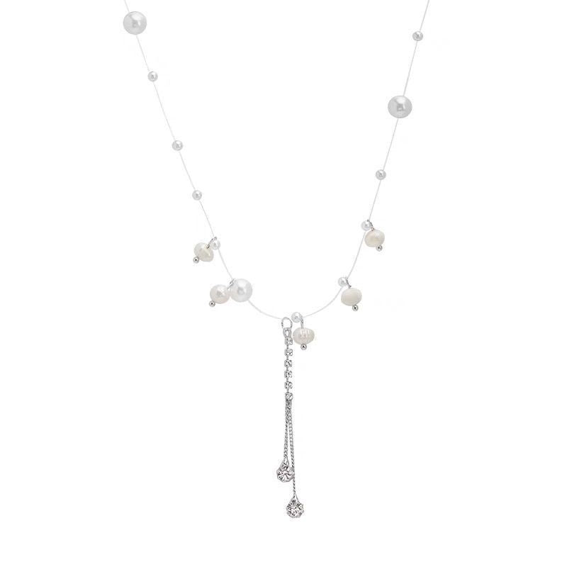 Sweet Tassel Imitation Pearl Alloy Plated Women's Necklace with Unique Design