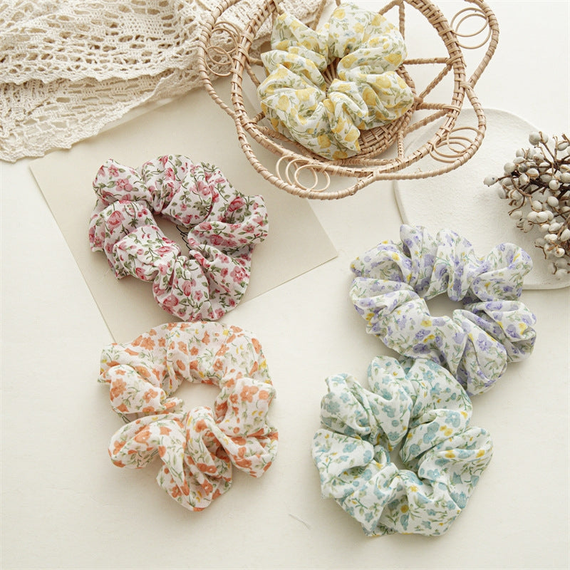 Sweet Floral Tie Dye Hair Scrunchie - Versatile Cloth Hair Accessory