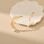 18k Gold Plated Pearl and Shell Bead Bracelet with O-Shaped Chain