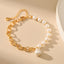 18k Gold Plated Pearl and Shell Bead Bracelet with O-Shaped Chain