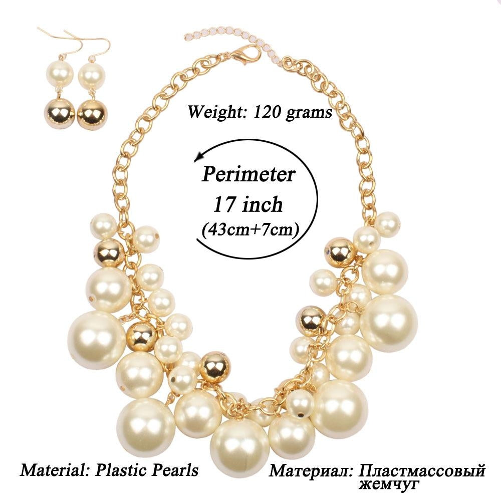 Elegant Geometric Imitation Pearl Clavicle Necklace