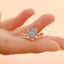 TikTok Live Stream Colored Gem Open Ring - Saint Mary Topaz Blue Heart Ring for Women