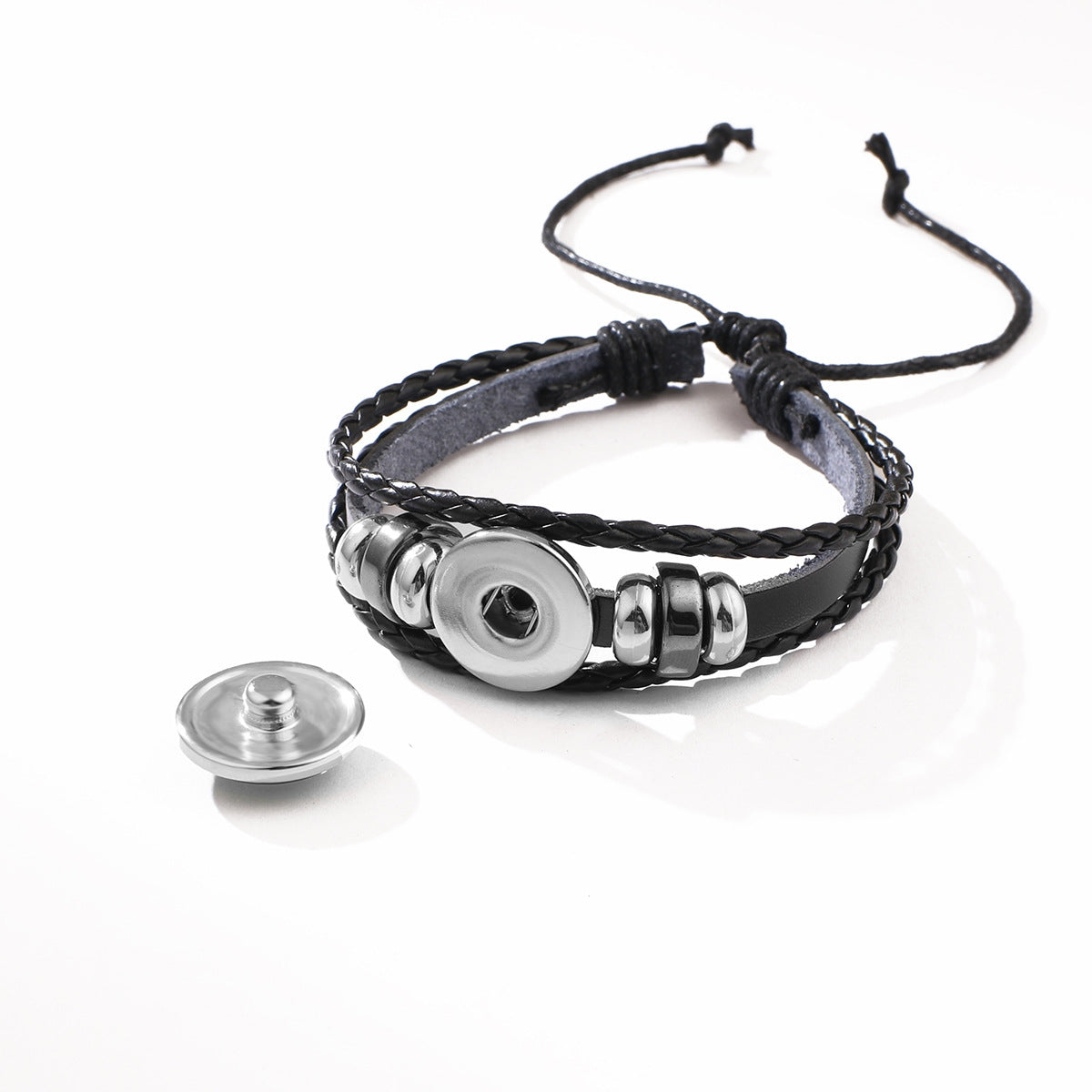 Gemstone Braided Rope Bracelet with Glass Buckle and DIY Fluorescent Elements