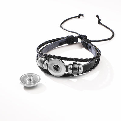 Gemstone Braided Rope Bracelet with Glass Buckle and DIY Fluorescent Elements