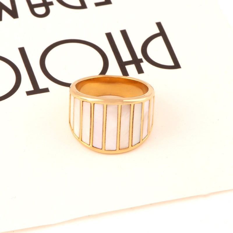 18K Gold Plated Geometric Shell Ring - Vintage Style Fashion Statement