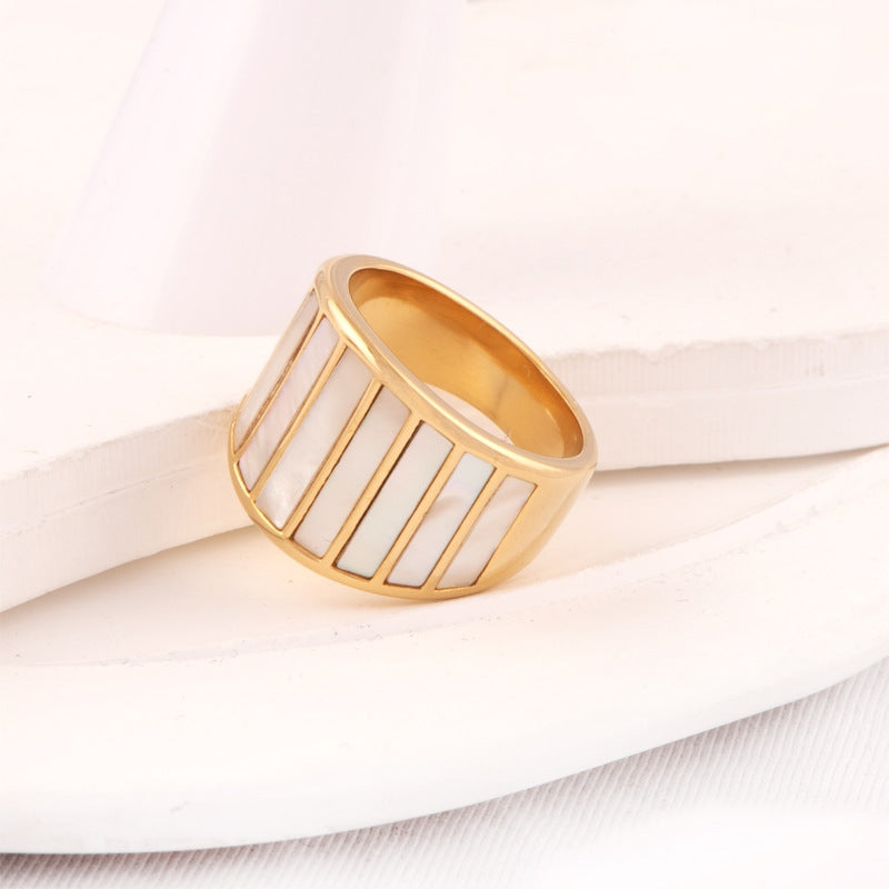 18K Gold Plated Geometric Shell Ring - Vintage Style Fashion Statement