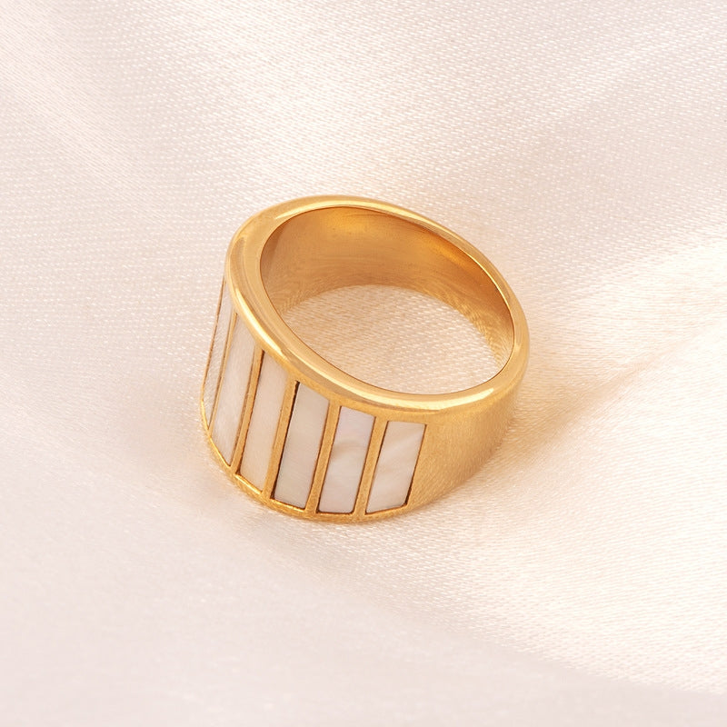 18K Gold Plated Geometric Shell Ring - Vintage Style Fashion Statement