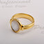 18K Gold Plated Titanium Steel Ring with Inlaid White Shell Design