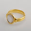 18K Gold Plated Titanium Steel Ring with Inlaid White Shell Design