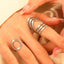 18K Gold Plated Titanium Steel Geometric Oval Rings