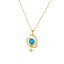 18K Gold Plated Vintage Moon and Star Pendant Necklace with Rhinestones