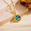 18K Gold Plated Vintage Moon and Star Pendant Necklace with Rhinestones