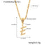 18K Gold Plated Titanium Steel Cursive Letter Pendant Necklace with Zircon Accents