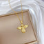 Titanium Steel Gold Plated Angel Wings Zircon Pendant Necklace