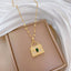 Titanium Steel Gold Plated Green Bag Zircon Pendant Necklace