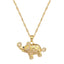 Titanium Steel Gold Plated Elephant Zircon Pendant Necklace