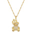 Titanium Steel Gold Plated Bear Crown Zircon Pendant Necklace